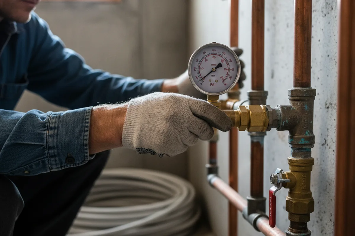Pressure testing a repaired line during Water Line Repair in Tennyson